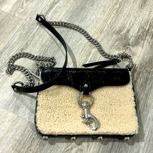 Brand new without tags never used Rebecca minkoff shearling and black patent bag